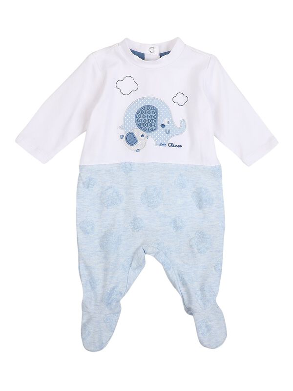 Boys Light Blue Nappy Opening Babysuit image number 0